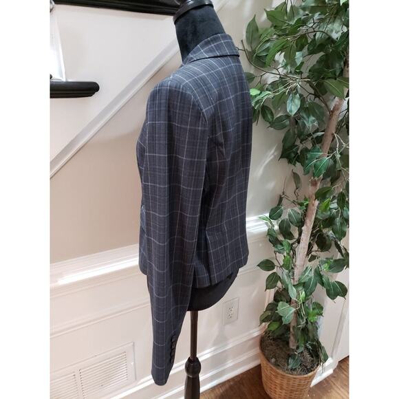 Express Design Studio Women Gray Plaid Single Breasted Two Button Blazer Size 10 - Picture 5 of 13